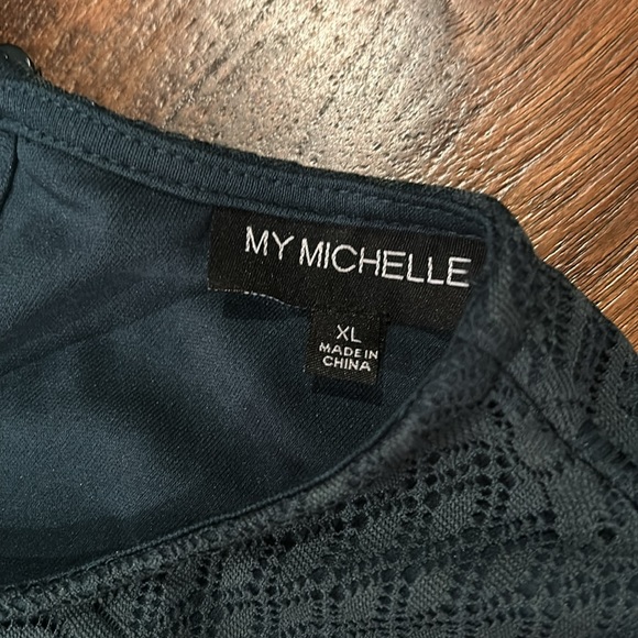 My Michelle Girls Green Lace Dress - Picture 3 of 6